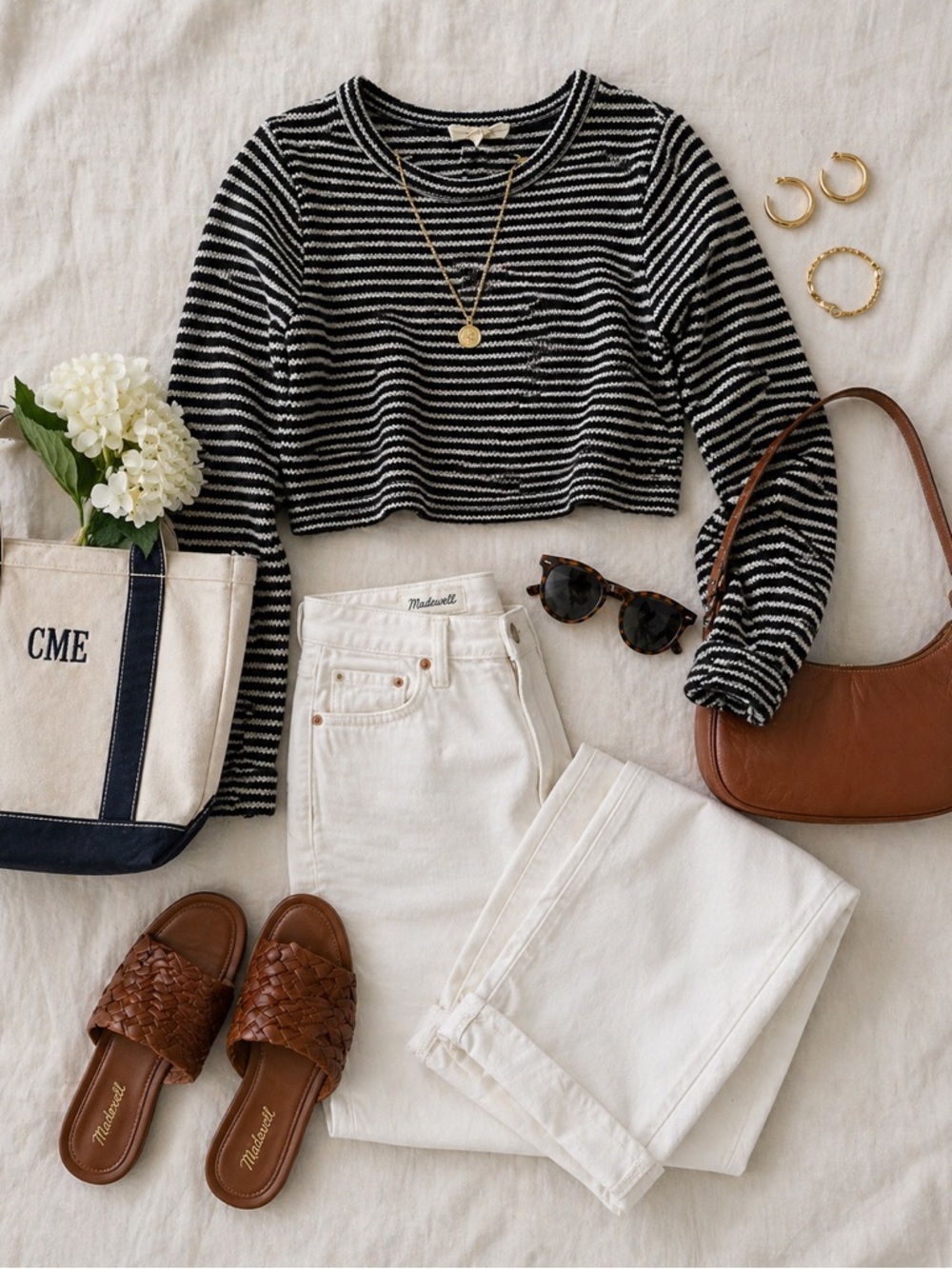 Madewell Black and White Striped Long-Sleeve Tee